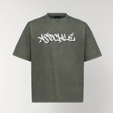 T-shirt boxy fit ASOCIALE grigio slavato