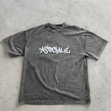 T-shirt boxy fit ASOCIALE grigio slavato
